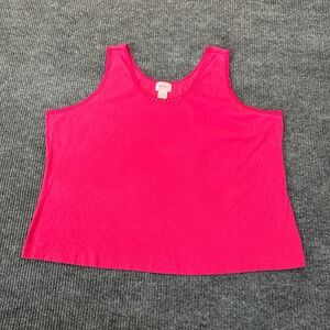 Enchanted Embellished Tank Top 26/28W Pink Rhinestone Cotton Blend